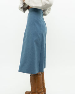 Vintage x Baby Blue Wool Midi Skirt (XS)