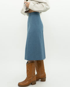 Vintage x Baby Blue Wool Midi Skirt (XS)