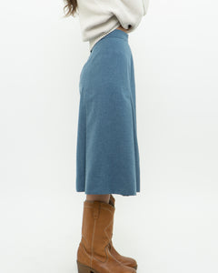 Vintage x Baby Blue Wool Midi Skirt (XS)