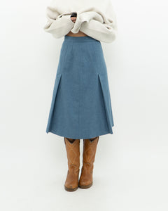 Vintage x Baby Blue Wool Midi Skirt (XS)