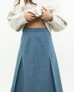 Vintage x Baby Blue Wool Midi Skirt (XS)