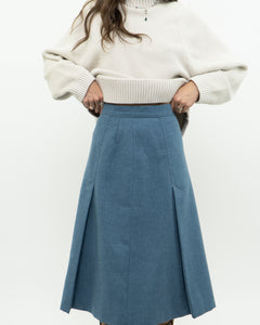 Vintage x Baby Blue Wool Midi Skirt (XS)