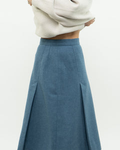 Vintage x Baby Blue Wool Midi Skirt (XS)