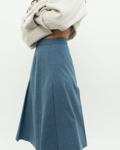 Vintage x Baby Blue Wool Midi Skirt (XS)