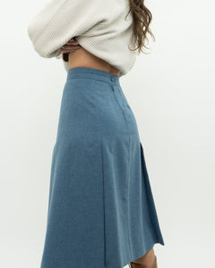 Vintage x Baby Blue Wool Midi Skirt (XS)