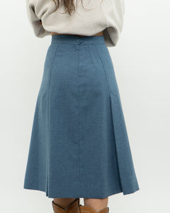 Vintage x Baby Blue Wool Midi Skirt (XS)