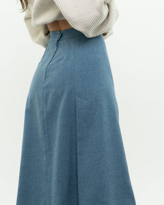 Vintage x Baby Blue Wool Midi Skirt (XS)