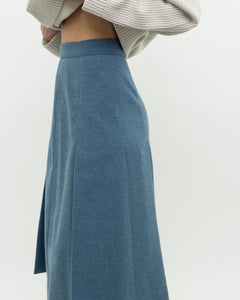 Vintage x Baby Blue Wool Midi Skirt (XS)