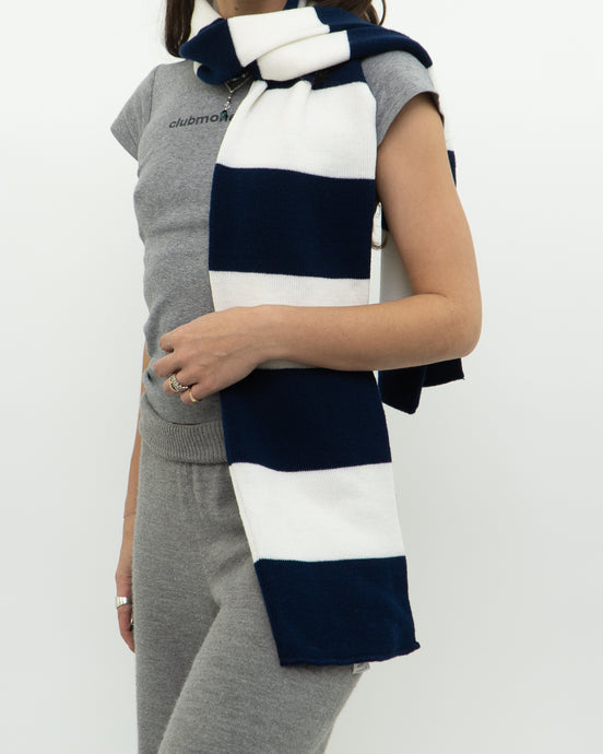 Vintage x Navy & White Striped Scarf