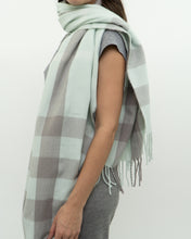 Load image into Gallery viewer, Modern x Light Blue &amp; Grey Plaid Cashmere-feel Scarf