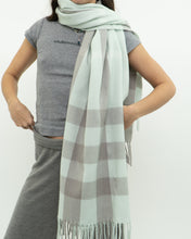 Load image into Gallery viewer, Modern x Light Blue &amp; Grey Plaid Cashmere-feel Scarf