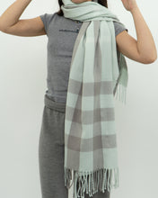 Load image into Gallery viewer, Modern x Light Blue &amp; Grey Plaid Cashmere-feel Scarf