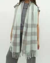 Load image into Gallery viewer, Modern x Light Blue &amp; Grey Plaid Cashmere-feel Scarf