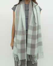 Load image into Gallery viewer, Modern x Light Blue &amp; Grey Plaid Cashmere-feel Scarf