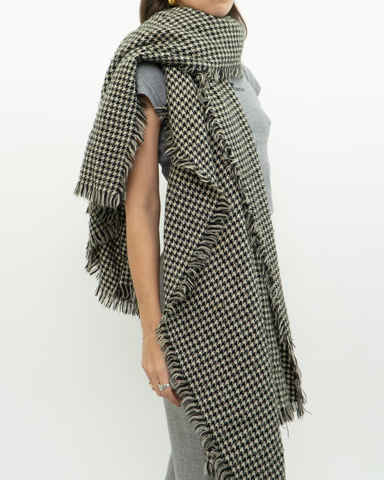 Modern x Black, Cream Houndstooth Oversized Scarf