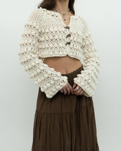 Load image into Gallery viewer, Vintage x Cotton-blend Cream Knit Cropped Cardigan (XS, S)