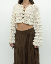 Load image into Gallery viewer, Vintage x Cotton-blend Cream Knit Cropped Cardigan (XS, S)