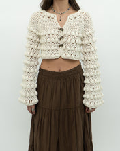 Load image into Gallery viewer, Vintage x Cotton-blend Cream Knit Cropped Cardigan (XS, S)