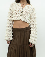 Load image into Gallery viewer, Vintage x Cotton-blend Cream Knit Cropped Cardigan (XS, S)