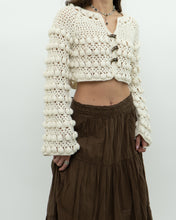 Load image into Gallery viewer, Vintage x Cotton-blend Cream Knit Cropped Cardigan (XS, S)