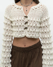 Load image into Gallery viewer, Vintage x Cotton-blend Cream Knit Cropped Cardigan (XS, S)