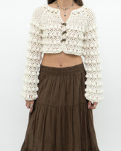 Load image into Gallery viewer, Vintage x Cotton-blend Cream Knit Cropped Cardigan (XS, S)