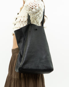 Vintage x Pebble Leather Black Shoulder Bag