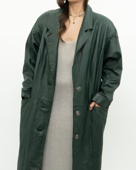 Vintage x Forest Green Leather Trench (XS-M)