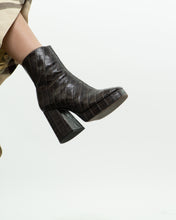 Load image into Gallery viewer, SHULTZ x Brown Croc Chunky Platform Boots  (7.5)