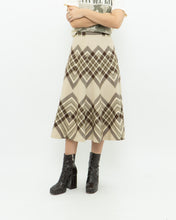 Load image into Gallery viewer, Vintage x HIGHLAND QUEEN Pure Wool Beige &amp; Brown Pattern Skirt (S)