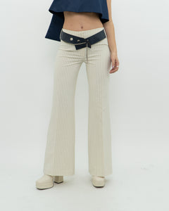 Vintage x Deadstock Cream Pin-stripe Belted Pant (XS, S)