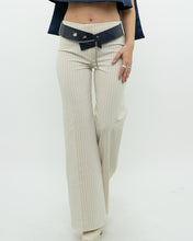 Load image into Gallery viewer, Vintage x Deadstock Cream Pin-stripe Belted Pant (XS, S)