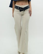 Load image into Gallery viewer, Vintage x Deadstock Cream Pin-stripe Belted Pant (XS, S)