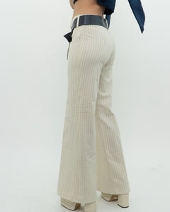 Vintage x Deadstock Cream Pin-stripe Belted Pant (XS, S)