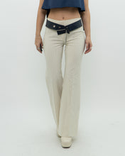 Load image into Gallery viewer, Vintage x Deadstock Cream Pin-stripe Belted Pant (XS, S)