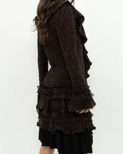 Load image into Gallery viewer, Vintage x Brown Frilly Wool-blend Knit Cardigan (XS, S)