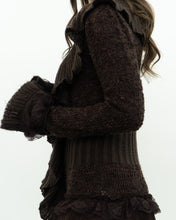 Load image into Gallery viewer, Vintage x Brown Frilly Wool-blend Knit Cardigan (XS, S)