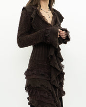 Load image into Gallery viewer, Vintage x Brown Frilly Wool-blend Knit Cardigan (XS, S)