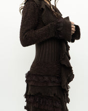 Load image into Gallery viewer, Vintage x Brown Frilly Wool-blend Knit Cardigan (XS, S)