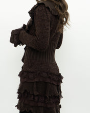 Load image into Gallery viewer, Vintage x Brown Frilly Wool-blend Knit Cardigan (XS, S)