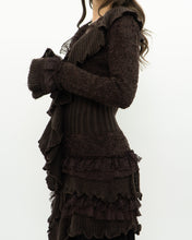 Load image into Gallery viewer, Vintage x Brown Frilly Wool-blend Knit Cardigan (XS, S)