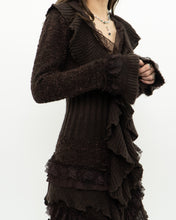 Load image into Gallery viewer, Vintage x Brown Frilly Wool-blend Knit Cardigan (XS, S)