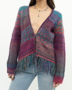 Vintage x PER UNA Pink Patterned Wool, Mohair Cardigan (XS-M)