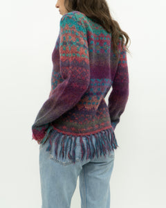 Vintage x PER UNA Pink Patterned Wool, Mohair Cardigan (XS-M)