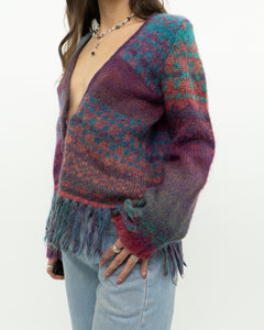 Vintage x PER UNA Pink Patterned Wool, Mohair Cardigan (XS-M)