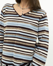 Load image into Gallery viewer, Vintage x LIZ CLAIBORNE Knit Stripe Cotton-blend Pattern Sweater (XS-L)