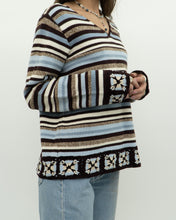 Load image into Gallery viewer, Vintage x LIZ CLAIBORNE Knit Stripe Cotton-blend Pattern Sweater (XS-L)