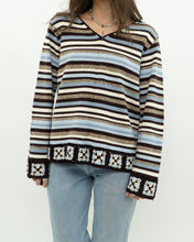 Load image into Gallery viewer, Vintage x LIZ CLAIBORNE Knit Stripe Cotton-blend Pattern Sweater (XS-L)