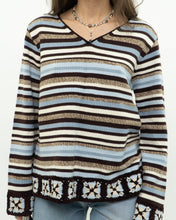 Load image into Gallery viewer, Vintage x LIZ CLAIBORNE Knit Stripe Cotton-blend Pattern Sweater (XS-L)