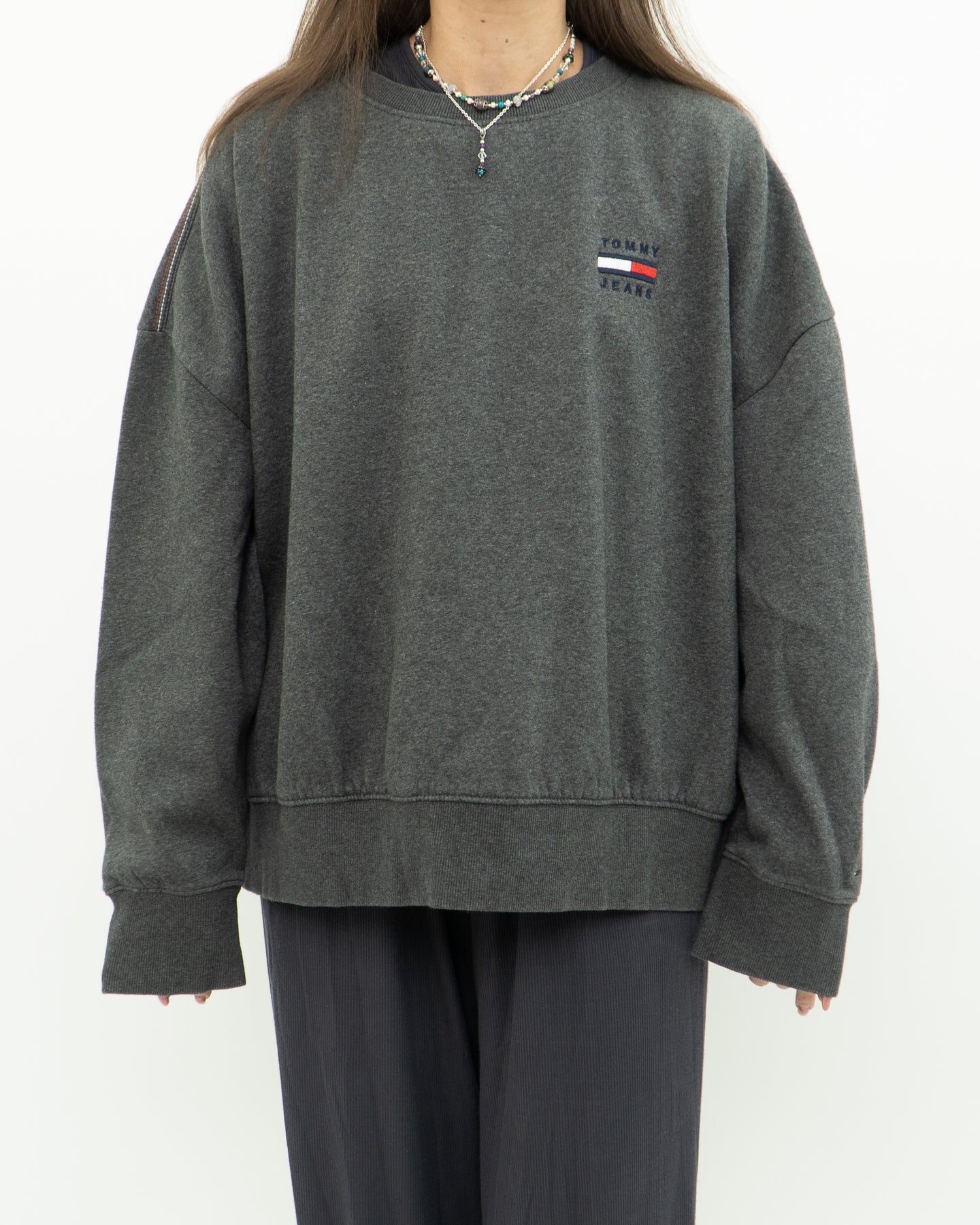 TOMMY JEANS x Dark Grey Heathered Crew (XS-XL)